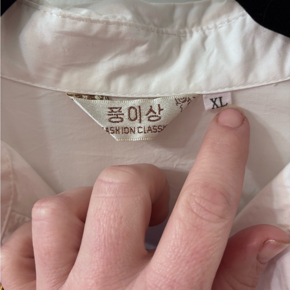 Embroidered Egyptian Patch Button White Blouse - image 8